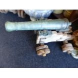 A RARE PAIR OF LATE 18TH CENTURY BRONZE 2" BORE CANNON FORMERLY WITH FLINTLOCK FIRING MECHANISM( NOW