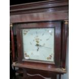 AN OAK CASED 30 HOUR LONGCASE CLOCK WITH 12 INCH PAINTED DIAL TOGETHER WITH A FURTHER 30 HOUR