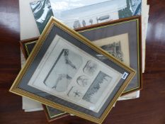 A COLLECTION OF 18TH.C.AND LATER PRINTS, SOME MOUNTED AND FRAMED.