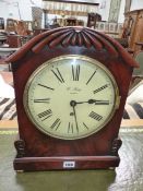 A Wm.IV. flame mahogany bracket clock with single train fusee movement striking the hours, the