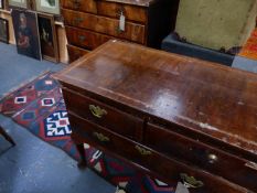 AN 18TH.C.WALNUT CHEST OF TWO SHORT AND THREE LONG DRAWERS TOGETHER WITH A SIMILAR PERIOD LOW