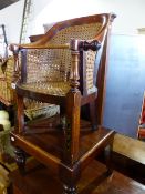 A LATE GEORGIAN MAHOGANY CHILD'S CHAIR ON ORIGINAL STAND