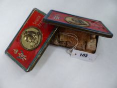 A BOER WAR SOUTH AFRICA 1900 CHRISTMAS GIFT BOX WITH CONTENTS INTACT AND A SIMILAR VACANT TIN