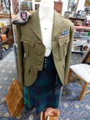 LT.COL.T.SLESSOR SCOTTISH TUNIC WITH SECOND WAR MEDAL RIBBONS AND PARACHUTE INSIGNIA TOGETHER WITH