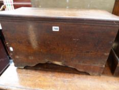 A SMALL 18TH.C.OAK AND ELM PLANK COFFER .