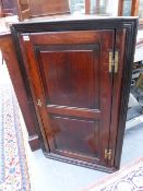 A GEORGIAN OAK PANEL DOOR CORNER CABINET.