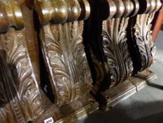 TWO PAIRS OF LARGE CARVED OAK CORBELS