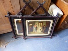 A PAIR OF RELIGIOUS PRINTS IN 19TH.C.GOTHIC REVIVAL FRAMES