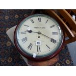 A VICTORIAN MAHOGANY CASED 12" DIAL WALL CLOCK WITH PAINTED DIAL SIGNED PRITCHARD, ISLINGTON WITH