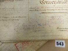 RAILWAY INTEREST: TWO MID 19TH.C.VELLUM LAND CONVEYANCES SHOWING PURCHASES BY THE LONDON NORTH