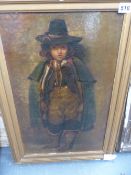 19TH.C.GERMAN SCHOOL PORTRAIT OF A BOY, OIL ON BOARD. 52x33cms