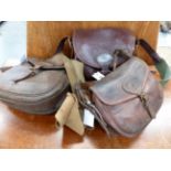 THREE VINTAGE LEATHER CARTRIDGE BAGS