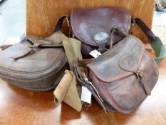 THREE VINTAGE LEATHER CARTRIDGE BAGS