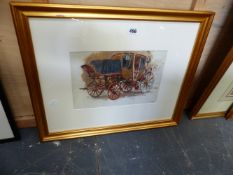 A STUDY OF A CARRIAGE WITH STUDIO MATE OF ADRIEN MOREAU. 21x31.5cms