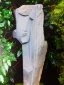 20TH CENTURY GARDEN SCULPTURE: "PAIN OF LOVE" BY LATIECK BONGISI, CARVED STONE.