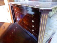 A CONTINENTAL WALNUT ENCLOSED CHEST OF FIVE DRAWERS