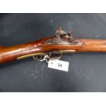 A FLINTLOCK PAGET STYLE CARBINE 15.75 INCH SIGHTED BARREL STAMPED WITH THE LETTER B. STEPPED AND