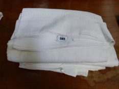 A FINE LINEN CLOTH BEARING MONOGRAM MC. 238x296cms,A FINE IRISH LINEN PAPILLION EMBROIDERED CLOTH