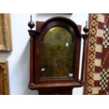 A LATE 18TH.C.OAK AND BURR WALNUT CASED LONGCASE CLOCK. EIGHT DAY MOVEMENT WITH REPLACEMENT ARCH