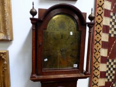 A LATE 18TH.C.OAK AND BURR WALNUT CASED LONGCASE CLOCK. EIGHT DAY MOVEMENT WITH REPLACEMENT ARCH