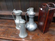 A COLLECTION OF 18TH AND 19TH.C.PEWTERWARE AND A COUNTRY ELM CANDLEBOX.