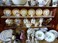 A SET OF VICTORIAN FLORAL DECORATED SIDE PLATES AND VARIOUS OTHER CHINA AND GLASSWARE