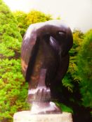 20TH CENTURY GARDEN SCULPTURE: "CHAPUNGU" BY BRIGHTON SANGO, CARVED VARIEGATED SERPENTINE.