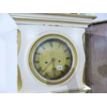 A CONTINENTAL PAINTED PINE CASED LONG CASE CLOCK WITH CIRCULAR DIAL AND EIGHT DAY MOVEMENT.