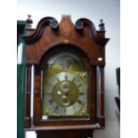 A GOOD WM.IV. MAHOGANY CASED EIGHT DAY LONGCASE CLOCK, 13.3" ARCH TOP, BRASS DIAL WITH SILVERED