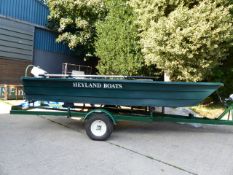A GOOD ARMOR 400 FLAT BOTTOM LAKE FISHING BOAT COMPLETE WITH TWO MARINER TWO OUTBOARD MOTORS, OARS