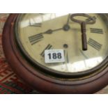 A LATE VICTORIAN 8" DIAL WALL CLOCK WITH PAINTED ROMAN NUMERALS