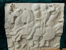 A LARGE MUSEUM TYPE PLASTER RELIEF FRIEZE AFTER THE ANTIQUE.