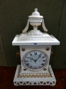 A 19TH.C.NORTH EUROPEAN? BRACKET CLOCK WITH LATER PAINTED NEO-CLASSICAL STYLE CASE, CONVEX ENAMEL