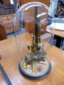 A GOOD VICTORIAN LACQUERED BRASS MONOCULAR MICROSCOPE BY ROSS, LONDON, No 2028 TOGETHER WITH A SMALL