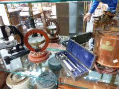 TWO WWII PERIOD COMPASSES-MARINE AND AIR MINISTRY, A SCIENTIFIC STILL, A PLANIMETER, A MICROSCOPE. A