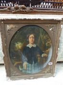 ENGLISH VICTORIAN SCHOOL OVAL PORTRAIT OF A YOUNG LADY OIL ON CANVAS.