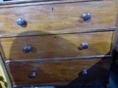 AN EARLY VICTORIAN MAHOGANY THREE DRAWER CHEST