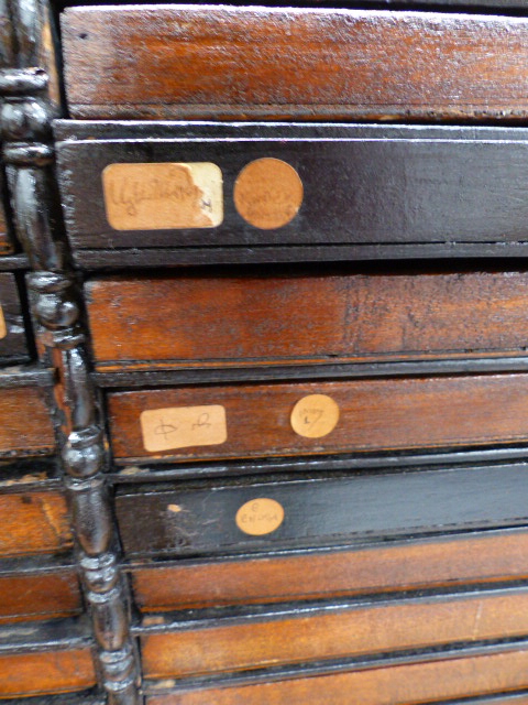 A SMALL DESK TOP CHEST OF TWENTY TWO COIN COLLECTOR'S DRAWERS. - Image 11 of 25