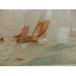 THOMAS SEWELL ROBINS (ENGLISH 1814-1860) COASTAL SCENE, INITIALLED WATERCOLOUR. 16x35cms.