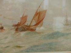 THOMAS SEWELL ROBINS (ENGLISH 1814-1860) COASTAL SCENE, INITIALLED WATERCOLOUR. 16x35cms.