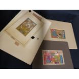 THREE INDO PERSIAN MINIATURE WATERCOLOUR PAINTINGS, ALL OF COURTLY FIGURES ON TERRACES, GILT