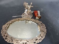 A SILVER ENTREE DISH HANDLE BY THE BARNARD FAMILY IN THE FORM OF A RAMPANT LION, TWO DESK SEALS