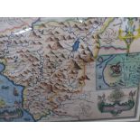 TWO HAND COLOURED MAPS BY JOHN SPEEDE, BOTH OF WALES. 38x51cms.