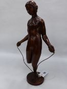 G.CHAUVEL (FRENCH 18800-1962) AN ART DECO NUDE GIRL SKIPPING, SIGNED AND STAMPED SUISSE F, EDT,