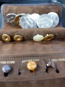 A SET OF VINTAGE HUNT BUTTONS, GOLD STUDS,ETC