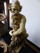 A LARGE GARDEN STATUE DEPICTING NEPTUNE. H.129cms.