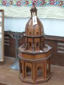 A CARVED AND PIERCED MODEL OF AN ARCHITECTURAL DOME/BASILICA, HINGED DOOR TO OCTAGONAL BASE. H.