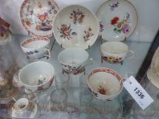 A SMALL COLLECTION OF VARIOUS MEISSEN AND OTHER CONTINENTAL TEAWARES, ALL WITH FLORAL POLYCHROME