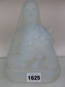 AN ETLING OPALESCENT MOULDED GLASS BUST PORTRAIT OF THE MADONNA. H.19cms