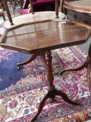 A SMALL 18TH.C.AND LATER OAK TRIPOD OCCASIONAL TABLE.